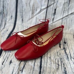 Anthropologie Red Bow Flats